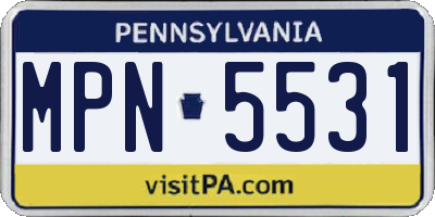 PA license plate MPN5531