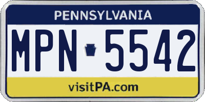 PA license plate MPN5542