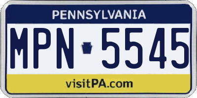 PA license plate MPN5545