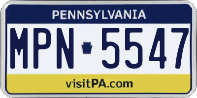 PA license plate MPN5547