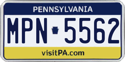 PA license plate MPN5562