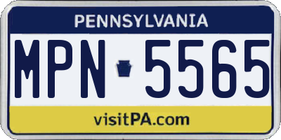 PA license plate MPN5565