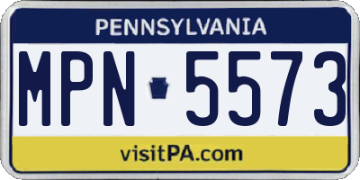 PA license plate MPN5573