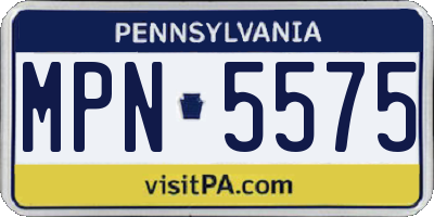 PA license plate MPN5575