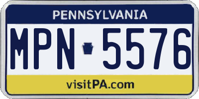 PA license plate MPN5576