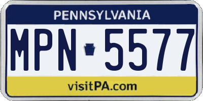 PA license plate MPN5577