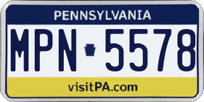 PA license plate MPN5578