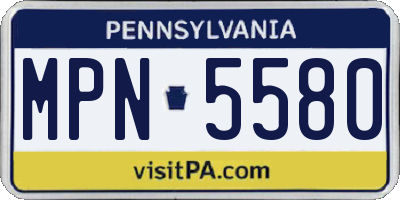PA license plate MPN5580