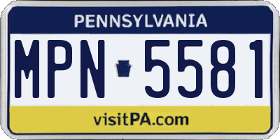 PA license plate MPN5581