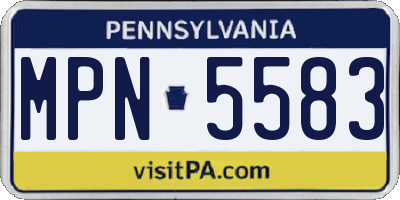 PA license plate MPN5583