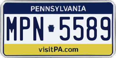 PA license plate MPN5589