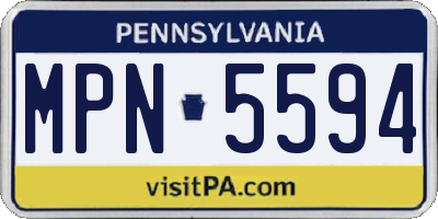 PA license plate MPN5594