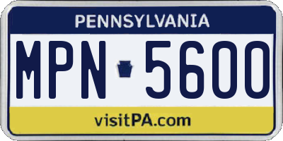 PA license plate MPN5600