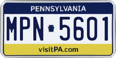 PA license plate MPN5601
