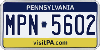 PA license plate MPN5602