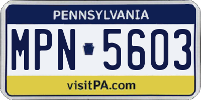 PA license plate MPN5603