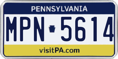PA license plate MPN5614