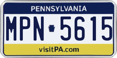 PA license plate MPN5615