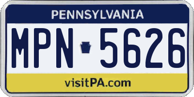 PA license plate MPN5626