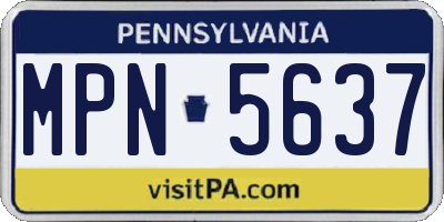 PA license plate MPN5637