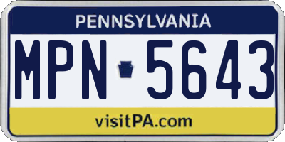 PA license plate MPN5643