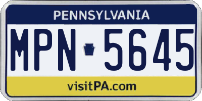 PA license plate MPN5645