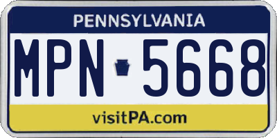 PA license plate MPN5668