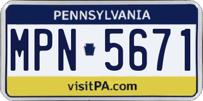 PA license plate MPN5671