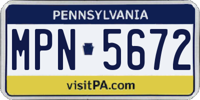PA license plate MPN5672