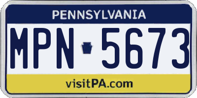 PA license plate MPN5673
