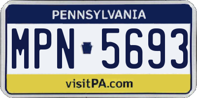 PA license plate MPN5693