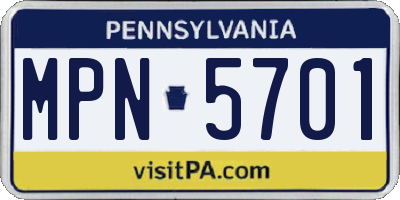 PA license plate MPN5701
