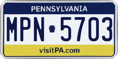 PA license plate MPN5703