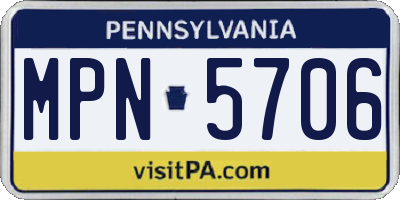 PA license plate MPN5706