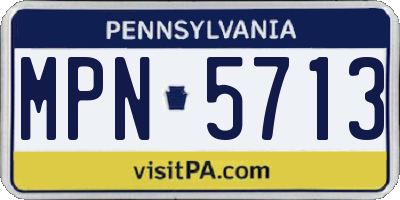 PA license plate MPN5713