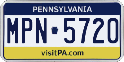 PA license plate MPN5720