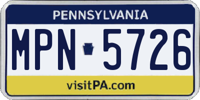 PA license plate MPN5726