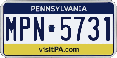 PA license plate MPN5731