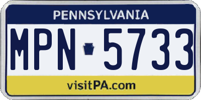 PA license plate MPN5733