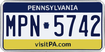PA license plate MPN5742
