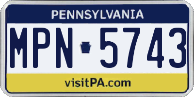 PA license plate MPN5743