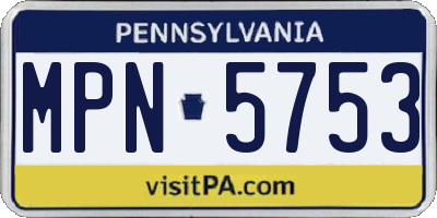 PA license plate MPN5753