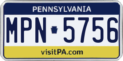 PA license plate MPN5756
