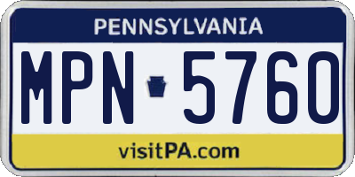 PA license plate MPN5760