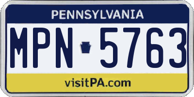 PA license plate MPN5763