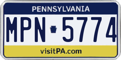 PA license plate MPN5774