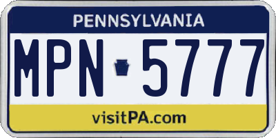 PA license plate MPN5777