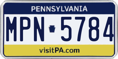 PA license plate MPN5784