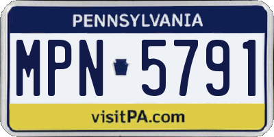 PA license plate MPN5791