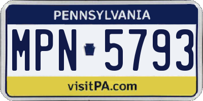 PA license plate MPN5793